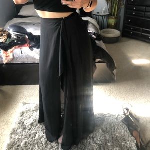 High waisted Long side tie wrap around skirt